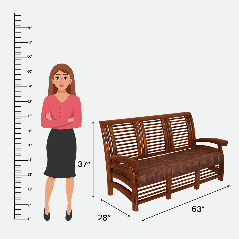 MAARK WOODEN SOFA SET (3+1+1) S-28 WCF