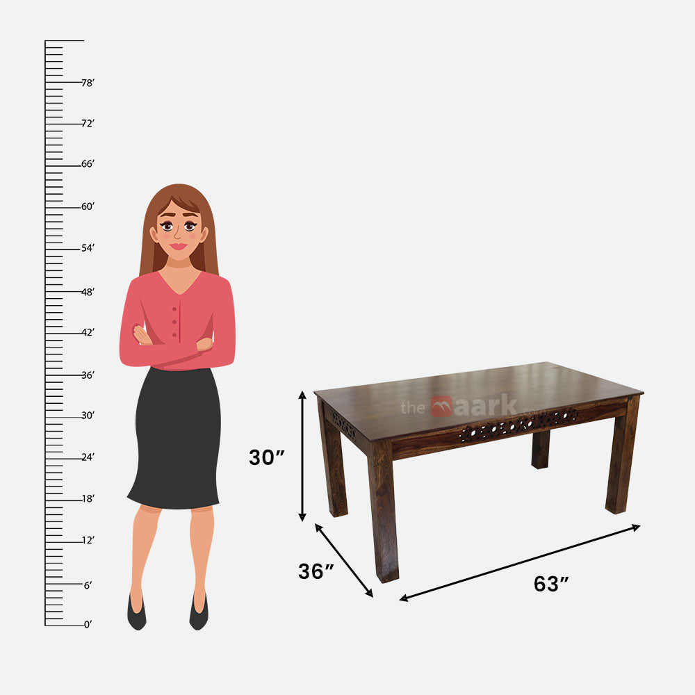 MAARK SHEESHAM WOOD 6 SEATER DINING SET (5.25*3) 1152 STONE FINISH SV