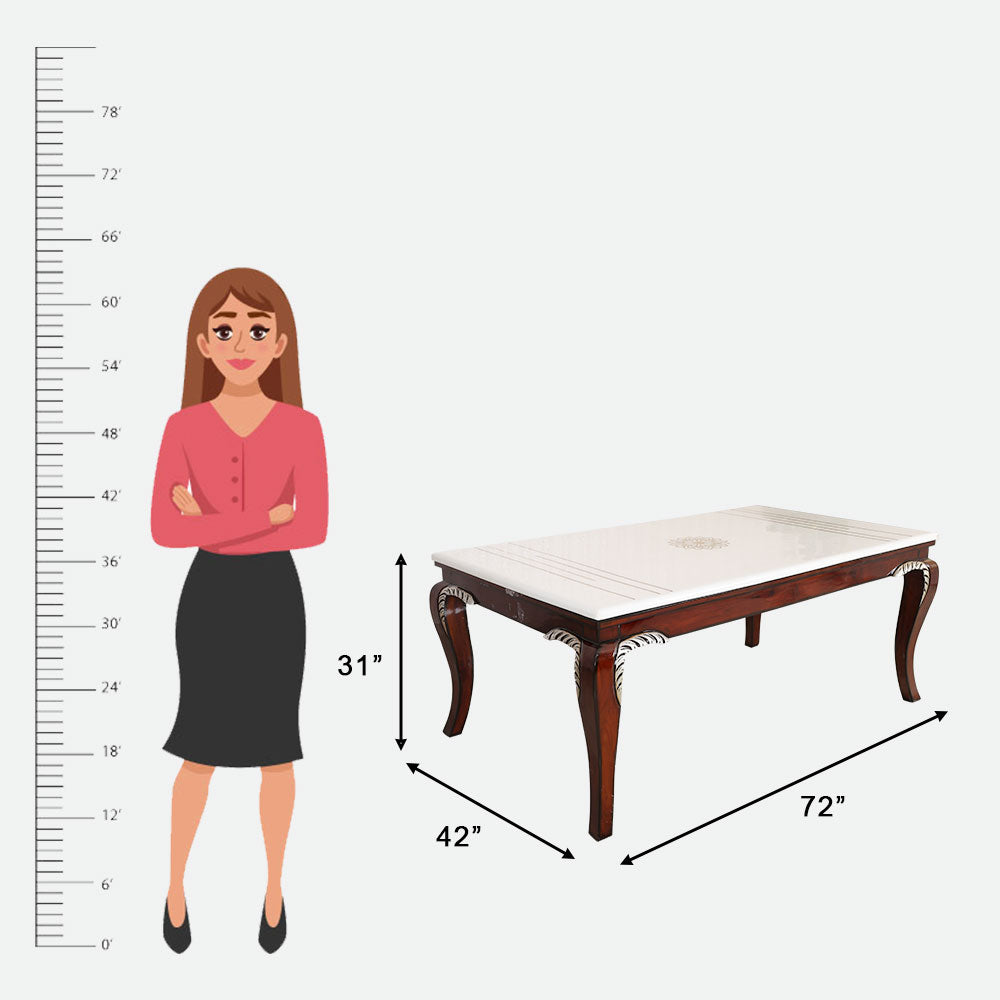 MAARK MARBLE TOP 6 SEATER DINING SET 6061 TD