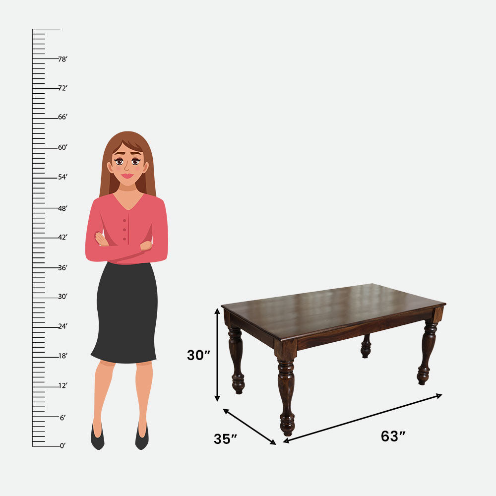 MAARK SHEESHAM WOOD 6 SEATER DINING SET (5.25*3) 1158 STONE FINISH SV