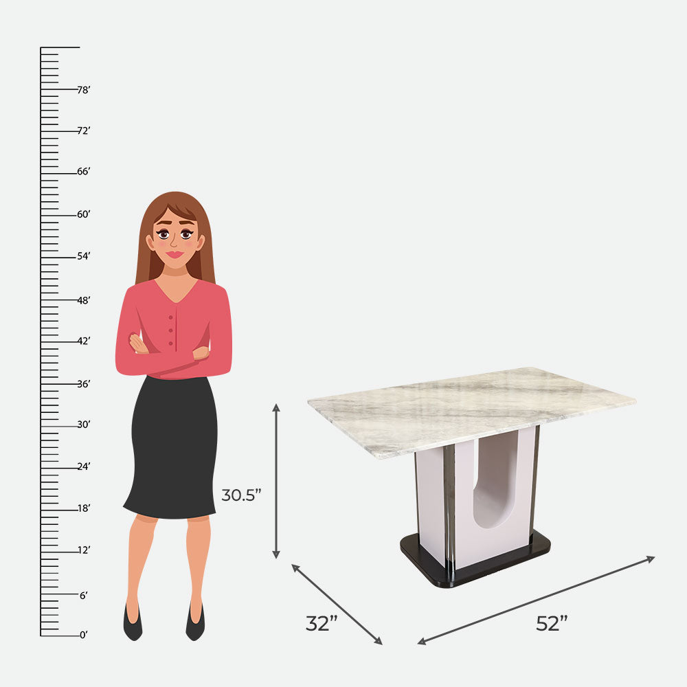 MAARK MARBLE TOP 4 SEATER DINING SET 899-1-882 HT