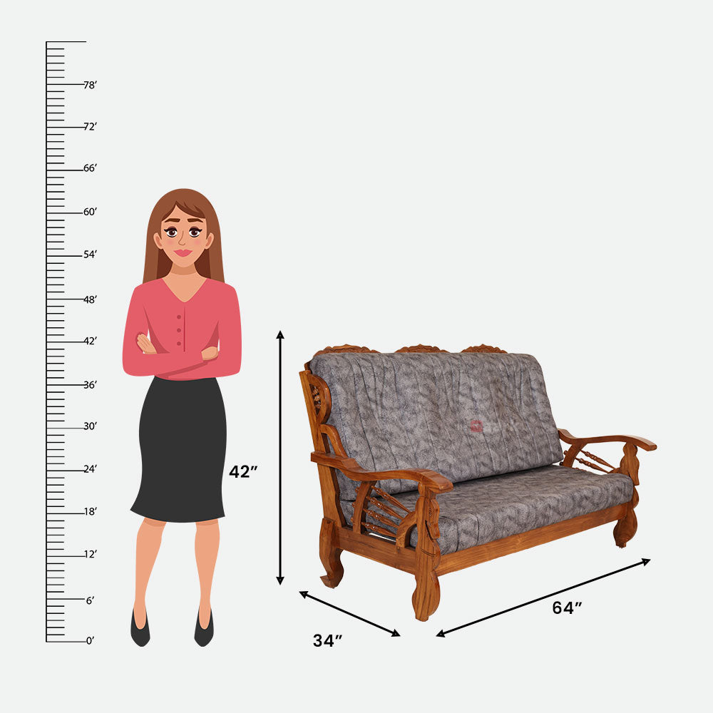 MAARK WOODEN SOFA SET (3+1+1) S-46 WCF