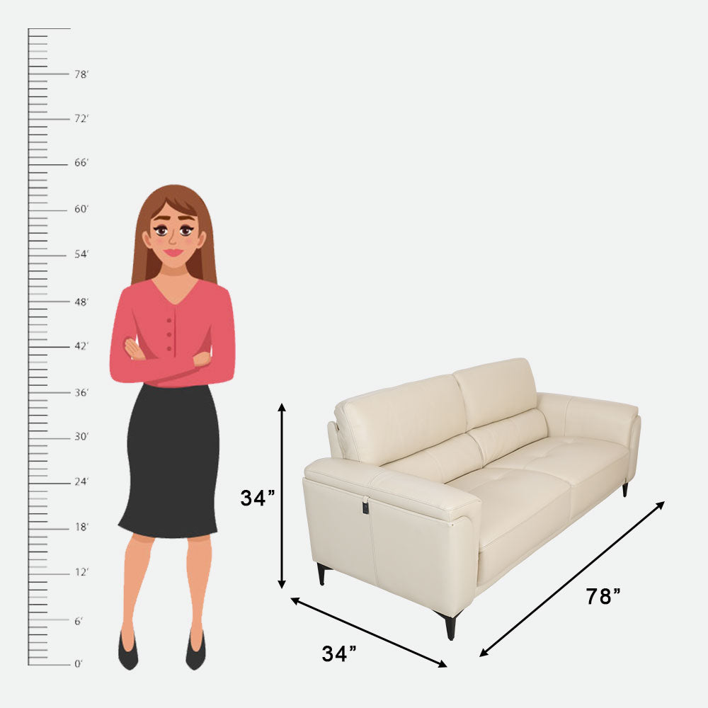 MAARK LEATHER SOFA SET (3+2+1) F2412 CREAM COLOUR HT