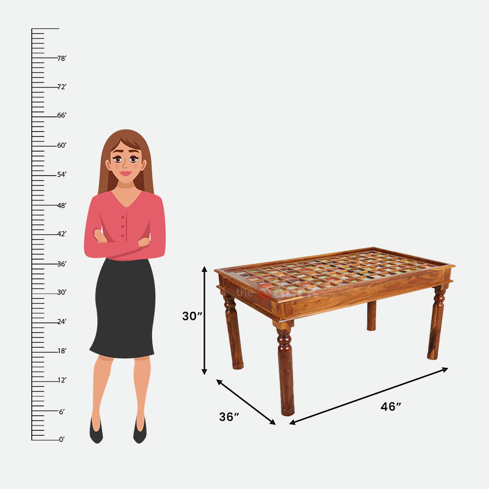 MAARK SHEESHAM WOOD 4 SEATER DINING SET (5*3) 1166 NATURAL FINISH SV
