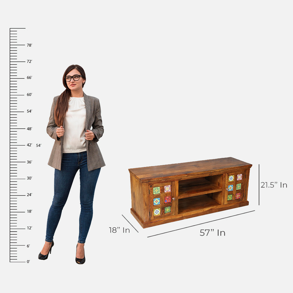 MAARK SOLID SHEESHAM WOOD TV UNIT 6024 NATURAL FINISH SV
