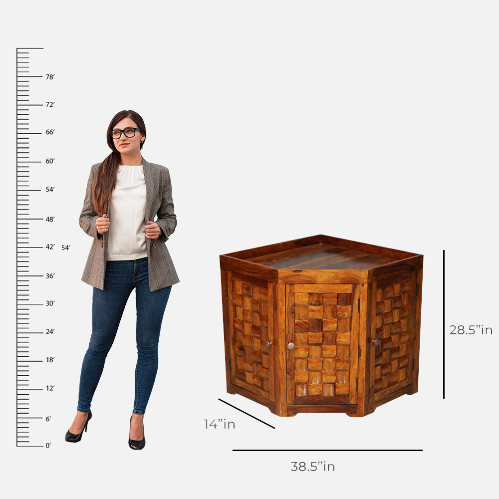 MAARK SHEESHAM WOOD STORAGE CORNER 5028 NATURAL FINISH SV