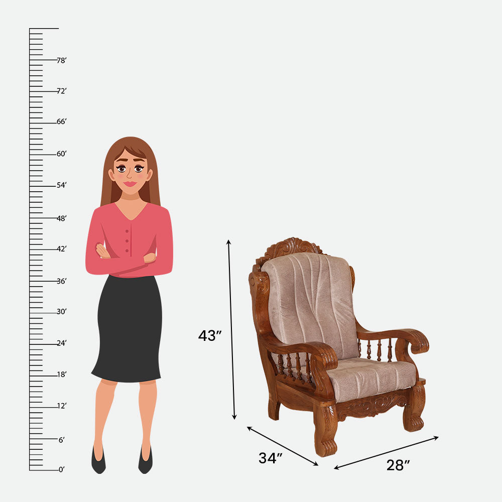 MAARK WOODEN SOFA SET (3+1+1) S-25 WCF