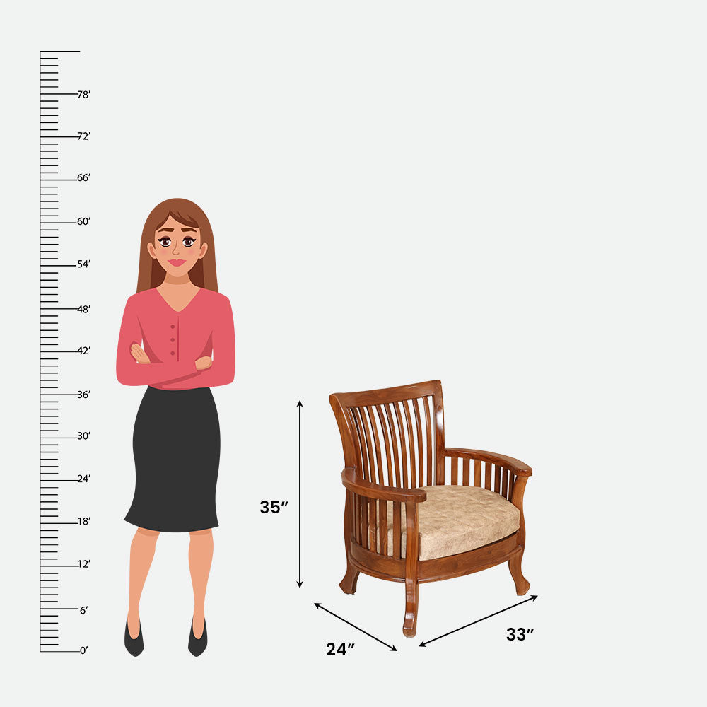 MAARK WOODEN SOFA SET (3+1+1) S-45 WCF