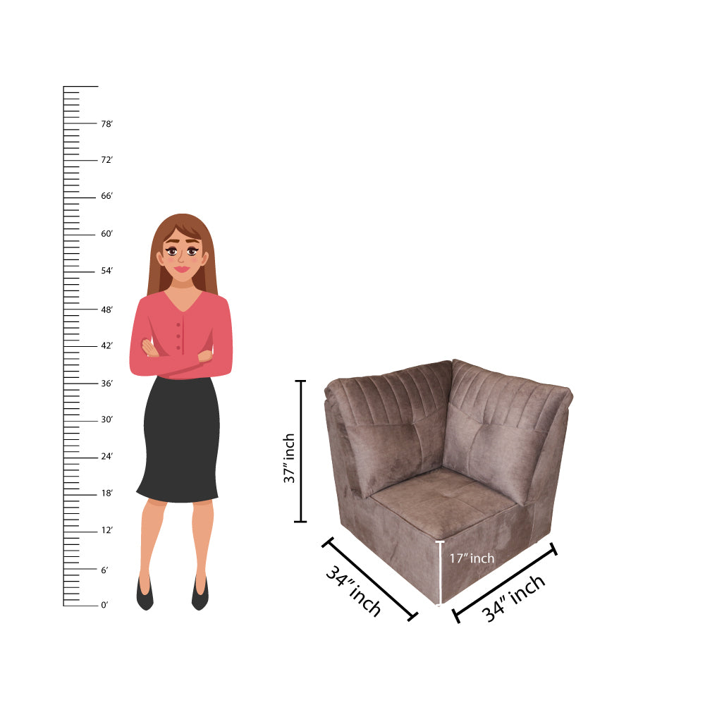 MAARK FABRIC CORNER SOFA 5 SEATER MAGILINI BROWN COLOUR