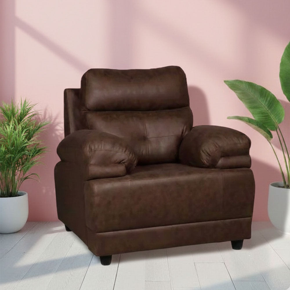 MAARK FABRIC SINGLE SEATER SOFA AVISK BROWN COLOUR