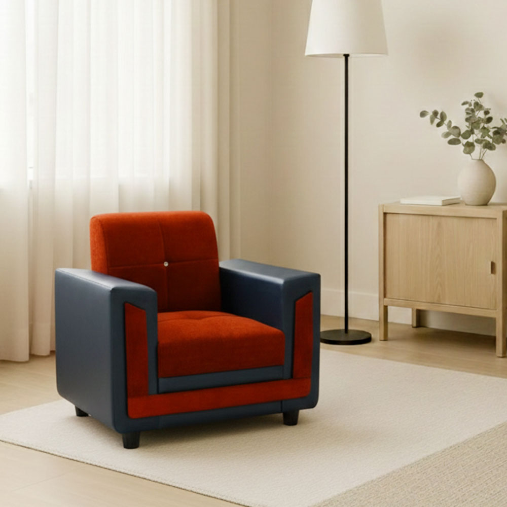 MAARK FABRIC SINGLE SEATER SOFA NEW MONTAIN RED COLOUR