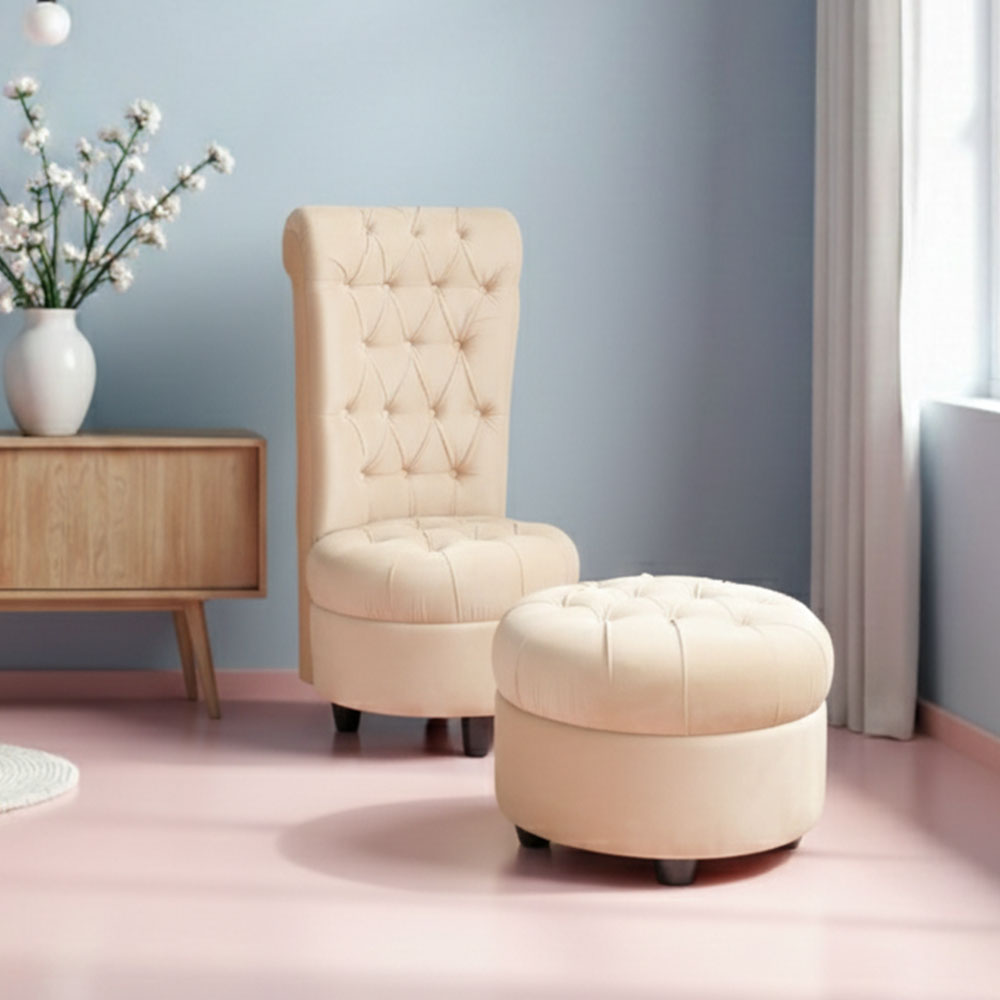 MAARK FABRIC SINGLE SOFA WITH PUFFY DREAM HALF WHITE COLOUR