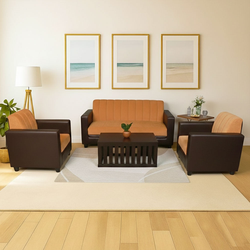 Maark Fabric Sofa Set (3+1+1) Hacksaw Orange Colour Online India - The Maark Trendz Coimbatore