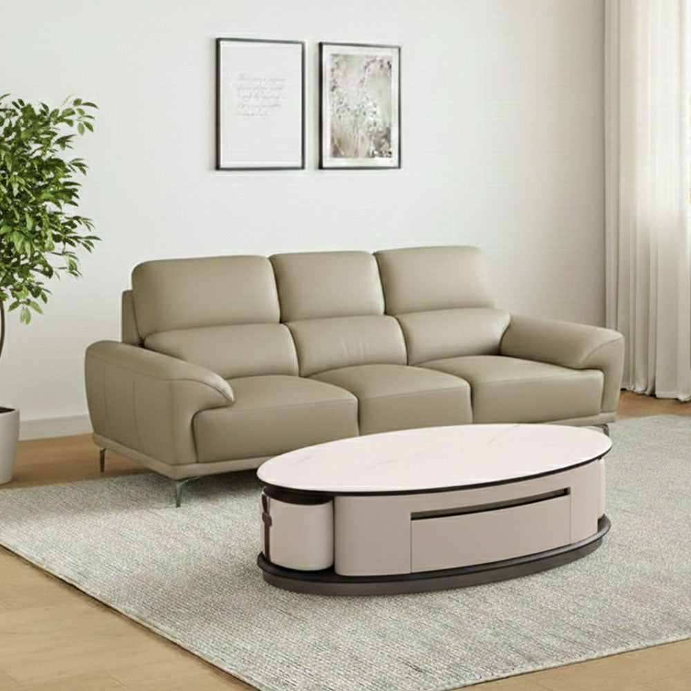 MAARK LEATHER THREE SEATER SOFA 7079 MOCHA COLOUR HT