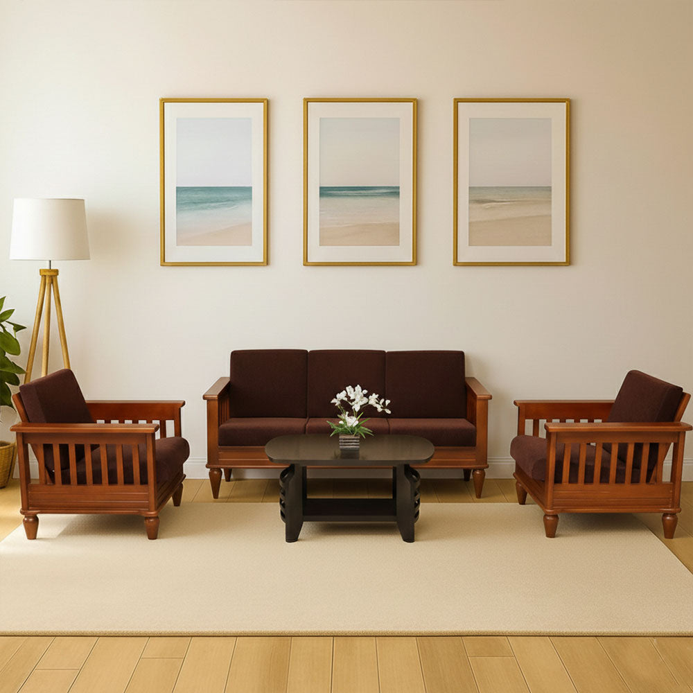 MAARK WOODEN SOFA SET (3+1+1) PREMIER VF