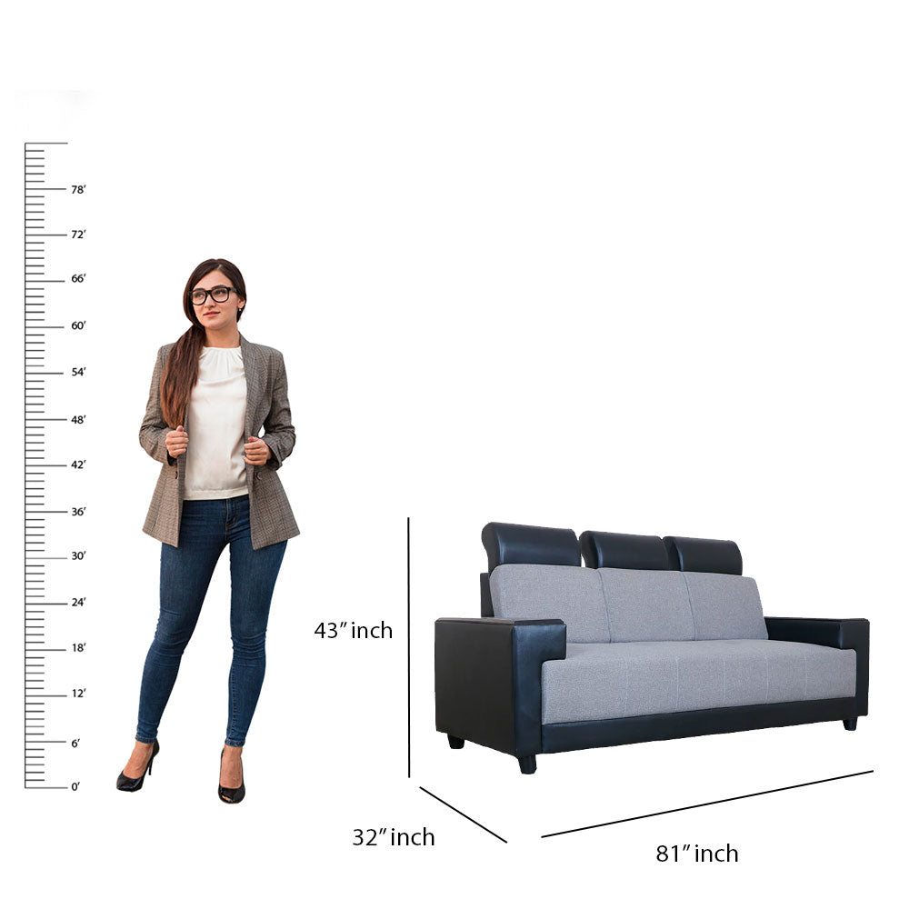 MAARK FABRIC SOFA SET (3+2+2+SETTY) INDROYAL GRAY COLOUR