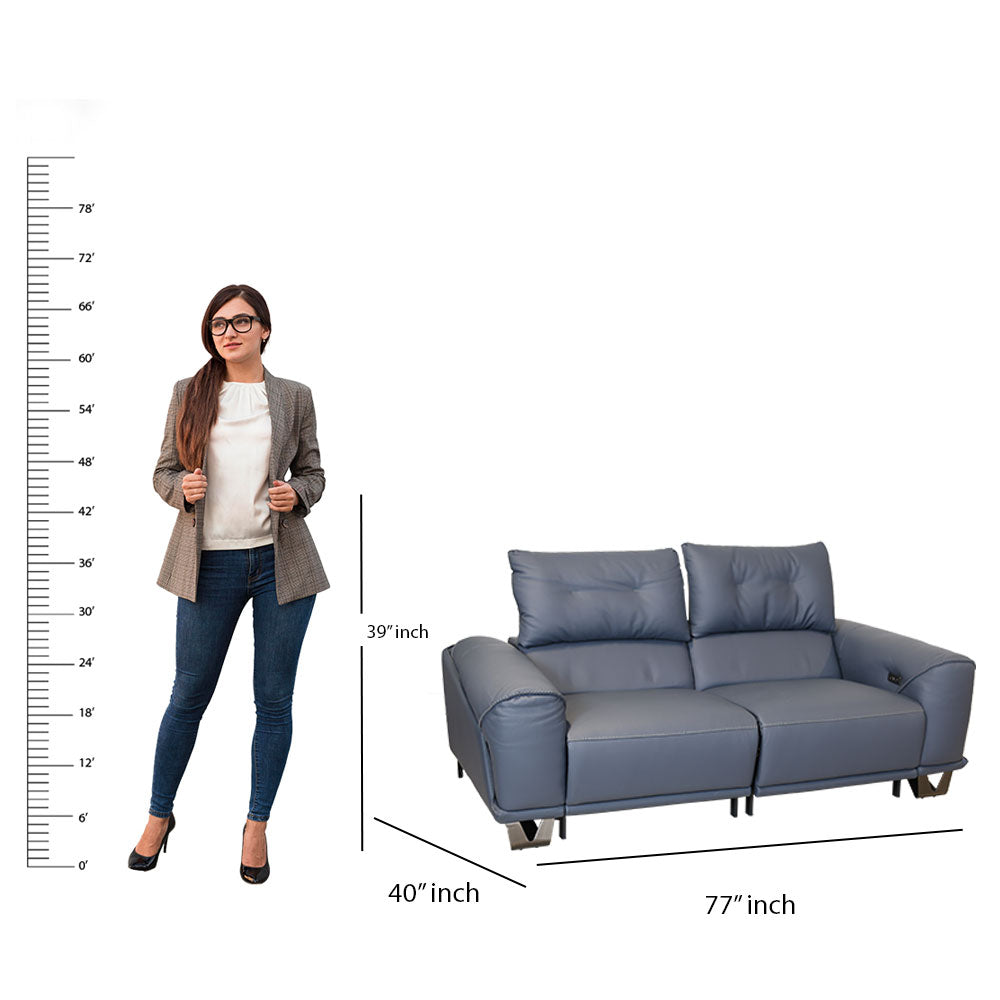 MAARK MOTORIZED RECLINER LEATHER SOFA SET (3R+2R) 2002 D.BLUE COLOUR HT