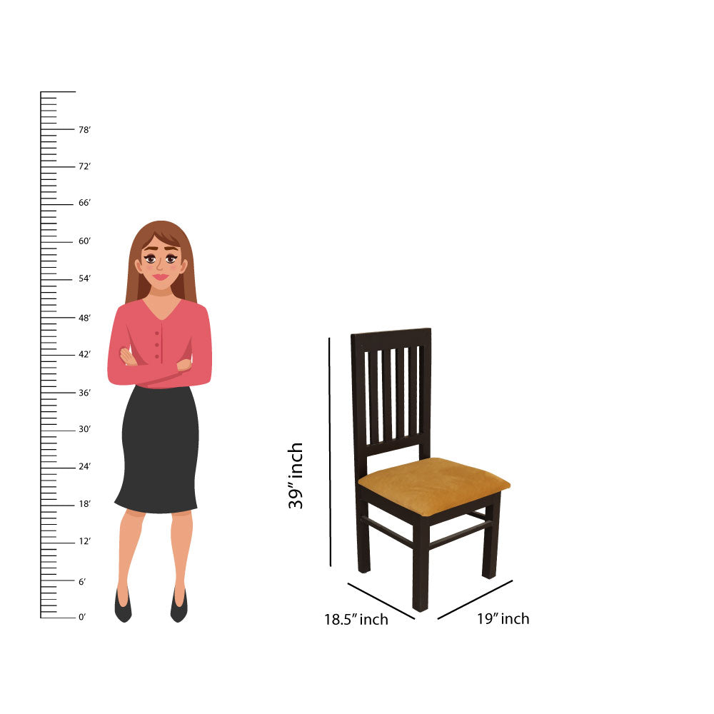 MAARK WOODEN TOP 4 SEATER DINING SET (4*2.5) WINDOW WALNUT COLOUR