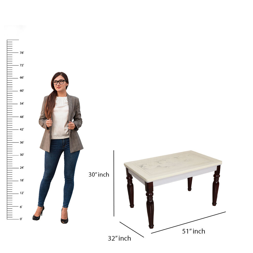 MAARK MARBLE TOP 4 SEATER DINING SET 3D SHELL HT