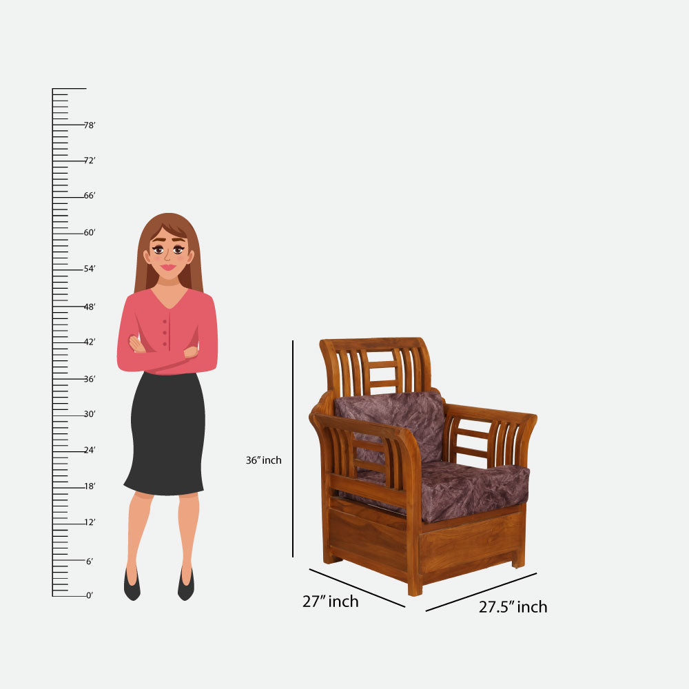 MAARK WOODEN SOFA SET (3+1+1) ORKID SADA