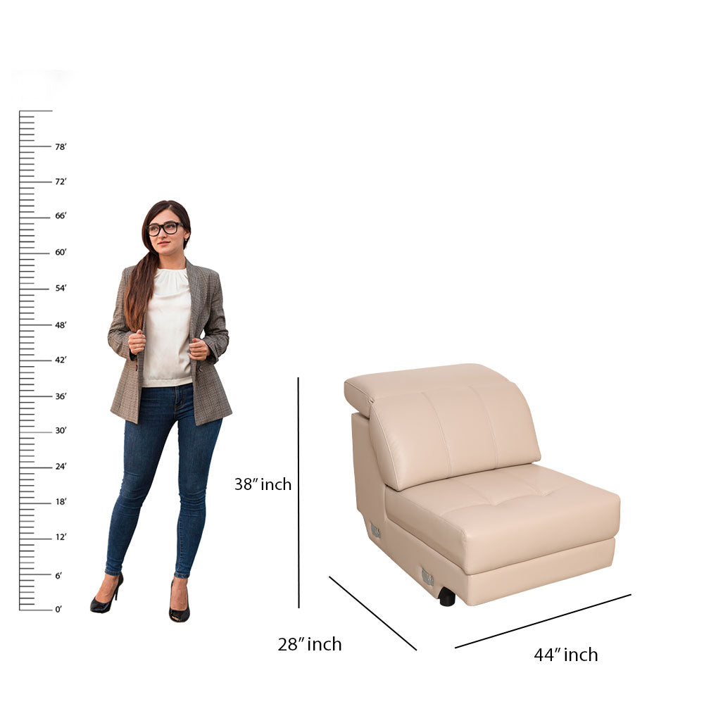 MAARK CORNER MOTORIZED RECLINER LEATHER SOFA 5 SEATER FJ345-663B CREAM WHITE COLOUR HT