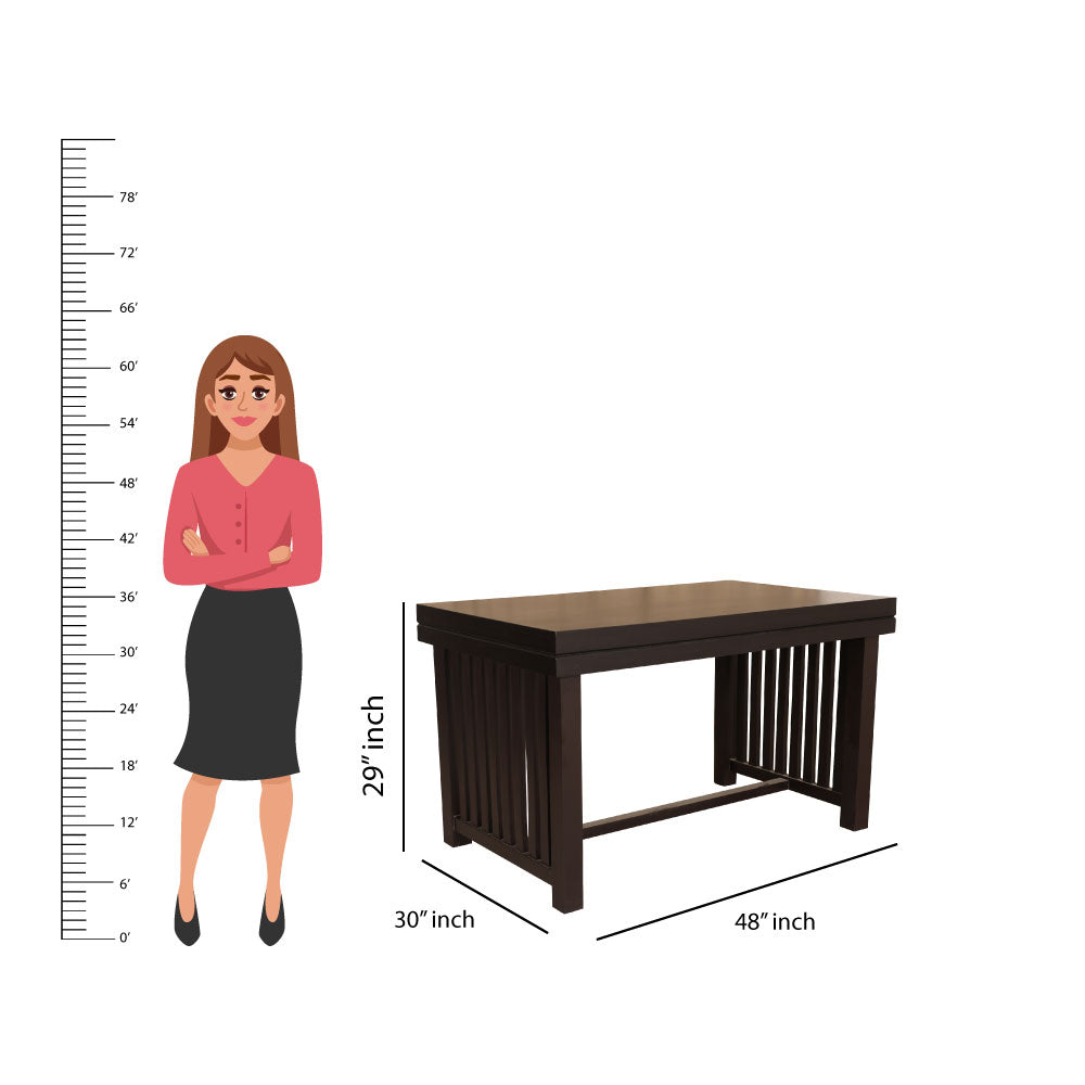 MAARK WOODEN TOP 4 SEATER DINING SET (4*2.5) WINDOW WALNUT COLOUR