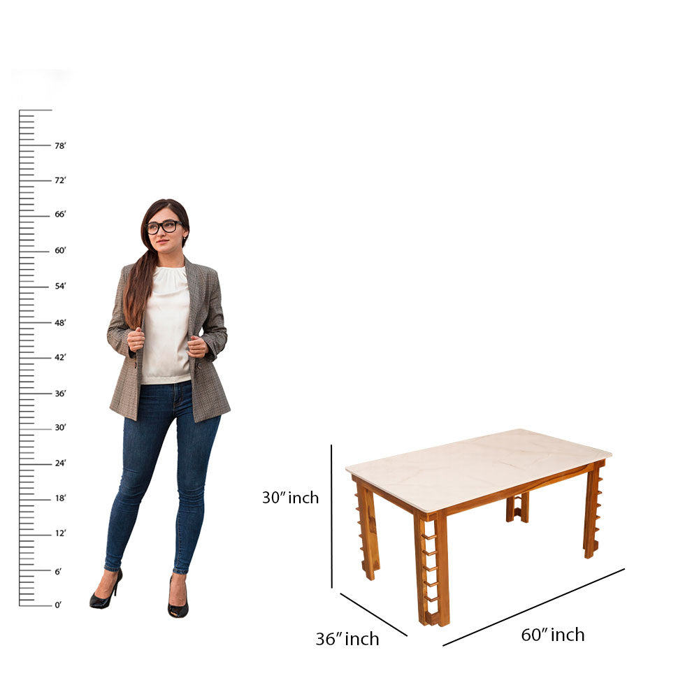 MAARK MARBLE TOP 6 SEATER DINING SET (1+6) KEERTHANAM