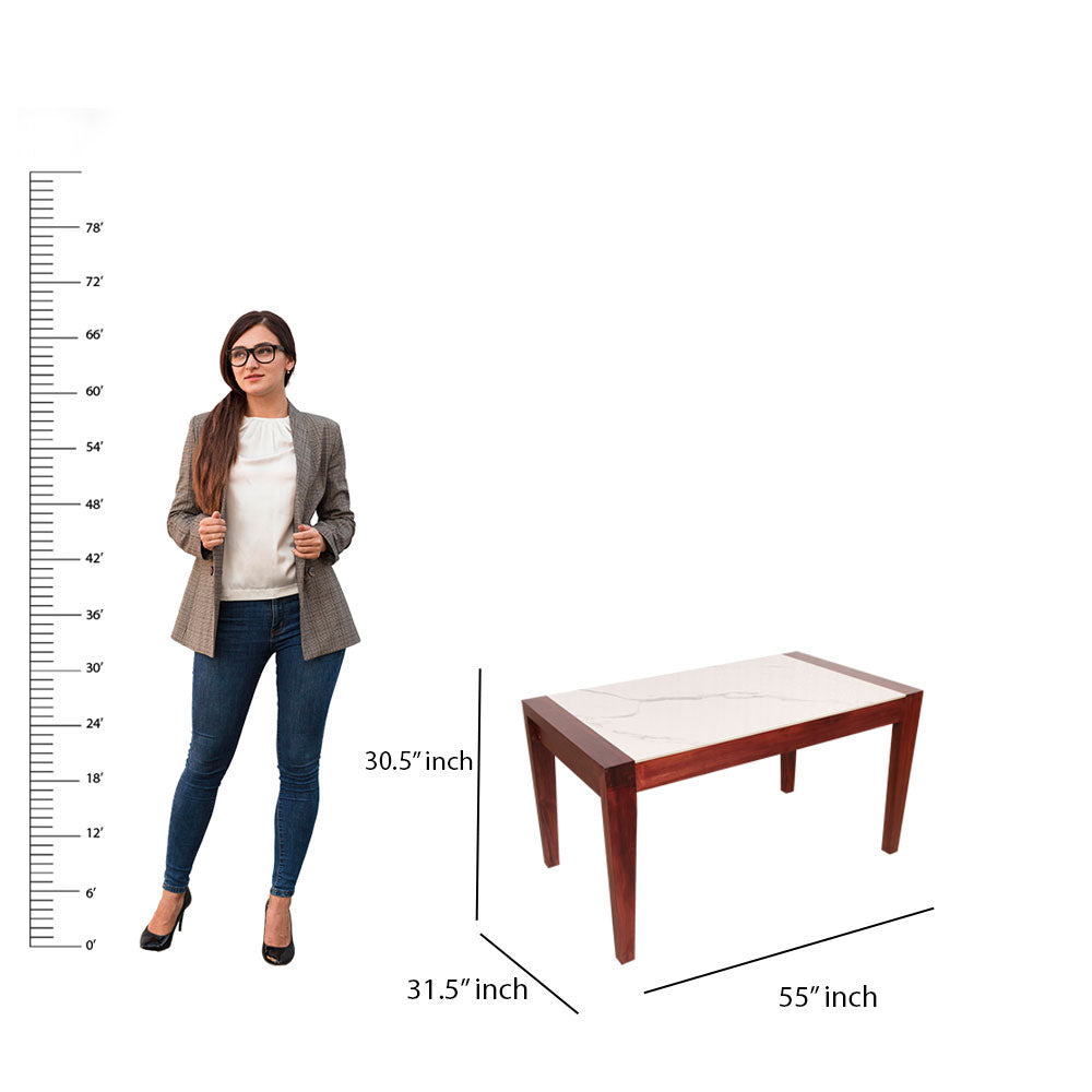 MAARK MARBLE TOP 4 SEATER DINING SET 4*2.75 (1+2+BENCH) MIYANS TT