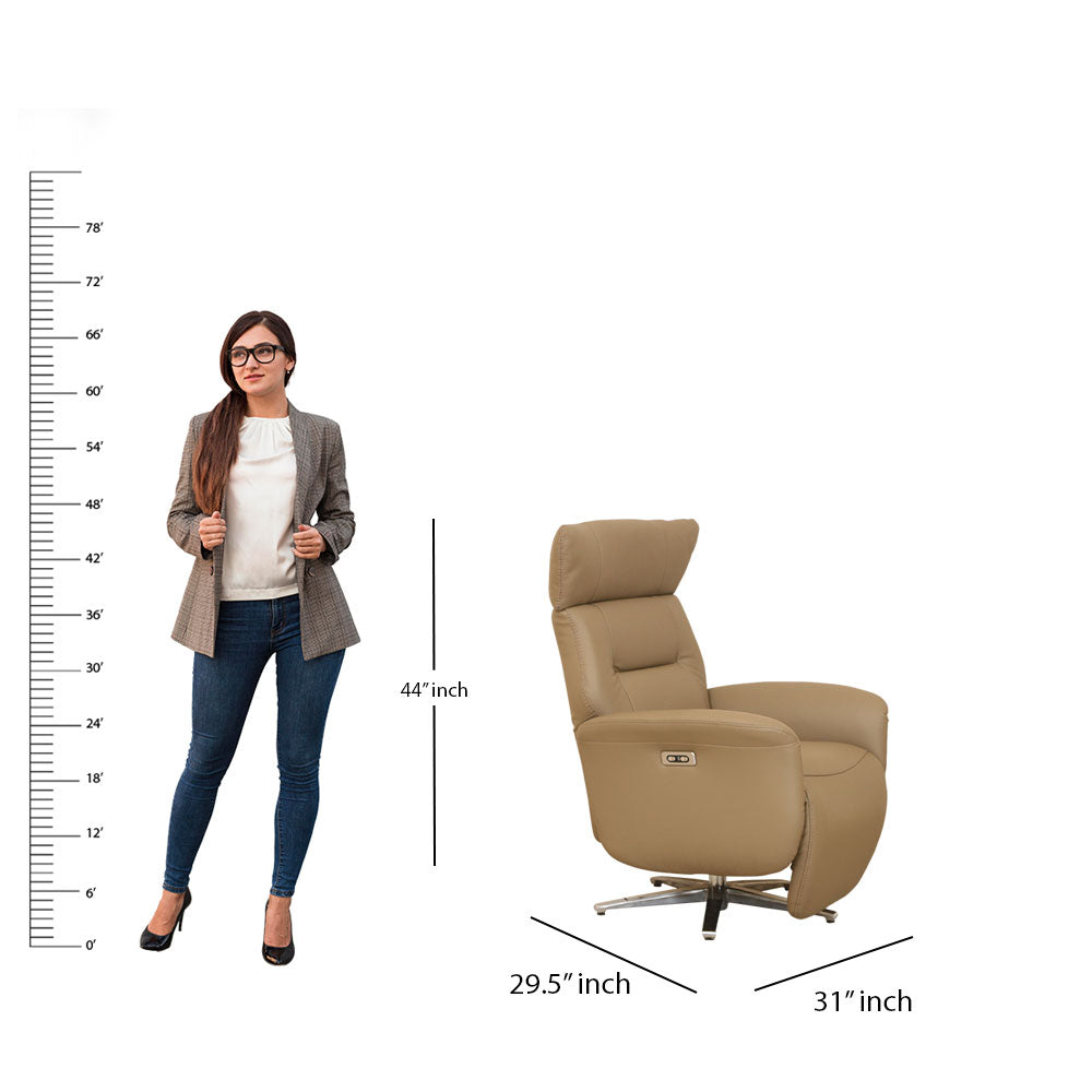 MAARK MOTORIZED RECLINER LEATHER SOFA SINGLE SEATER 76-6194-18 CAPACINO COLOUR HT