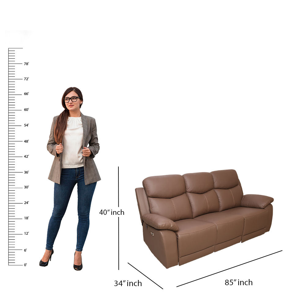MAARK MOTORIZED RECLINER LEATHER SOFA SET 3R+2R+1R 1406 - CAMEL HT