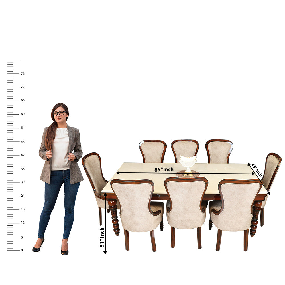 MAARK MARBLE TOP 8 SEATER DINING SET 4 BALL