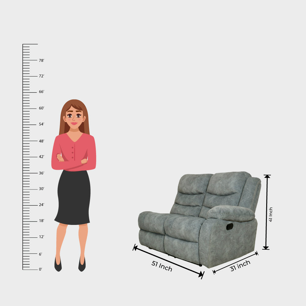MAARK CORNER MANUAL RECLINER FABRIC SOFA 5 SEATER MAGILCHI GRAY COLOUR