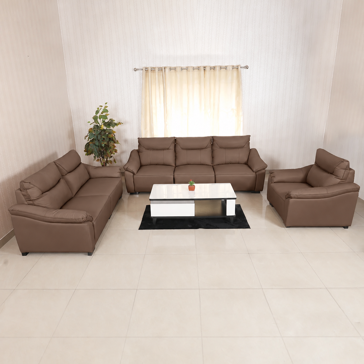 MAARK LEATHER SOFA SET (3+2+1) 3907-33 CAPPUCINO HT