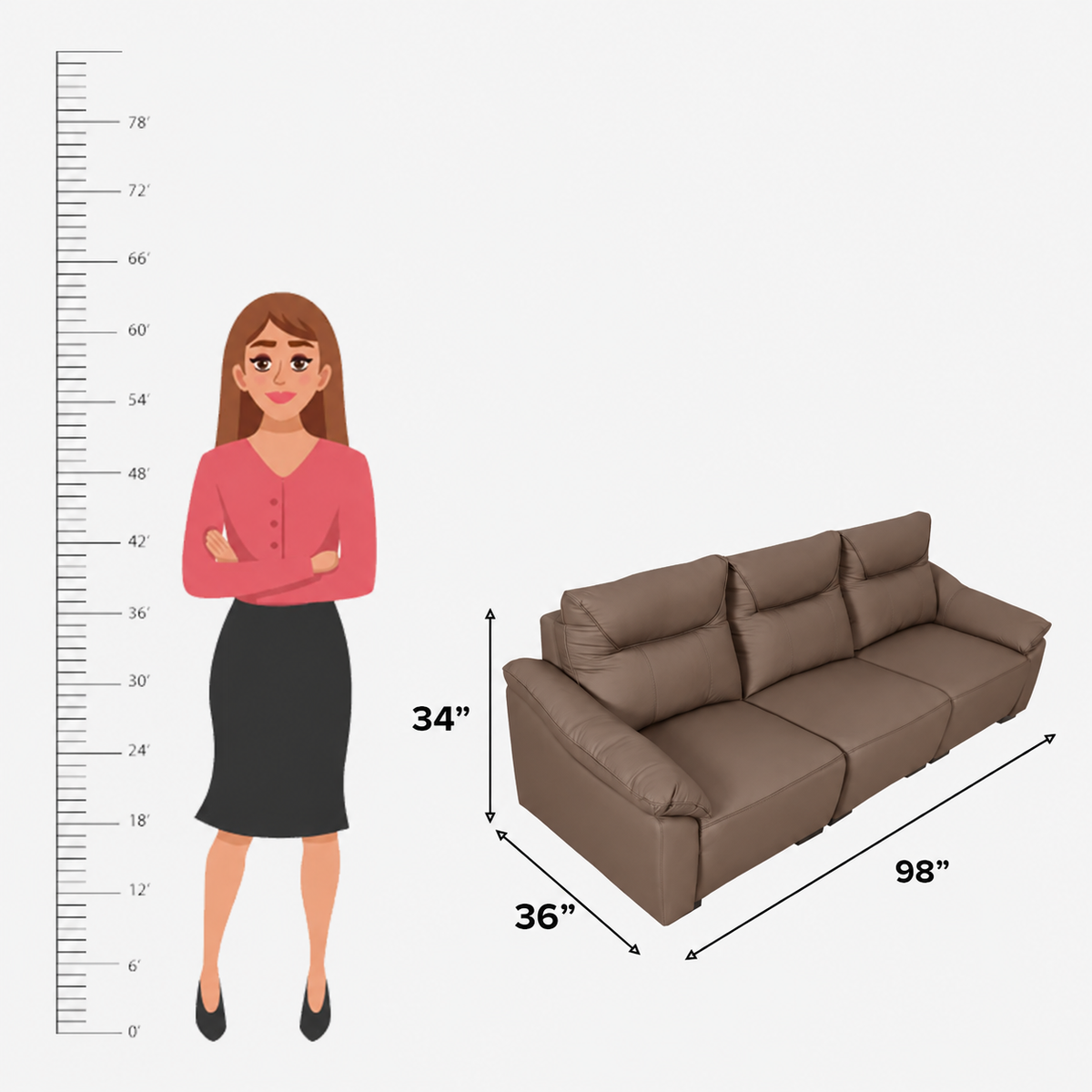 MAARK LEATHER SOFA SET (3+2+1) 3907-33 CAPPUCINO HT