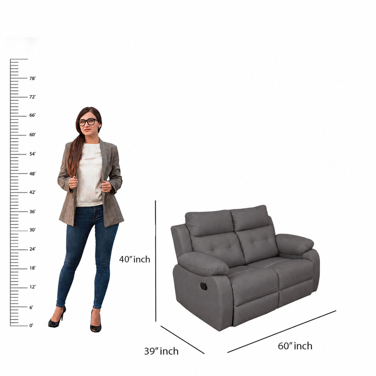 MAARK MANUAL RECLINER FABRIC SOFA SET (3+2R) GALAXY