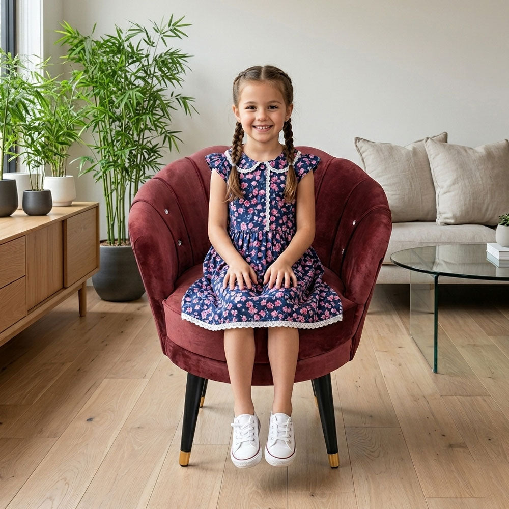 MAARK FABRIC SINGLE SEATER SOFA LOTUS RED COLOUR