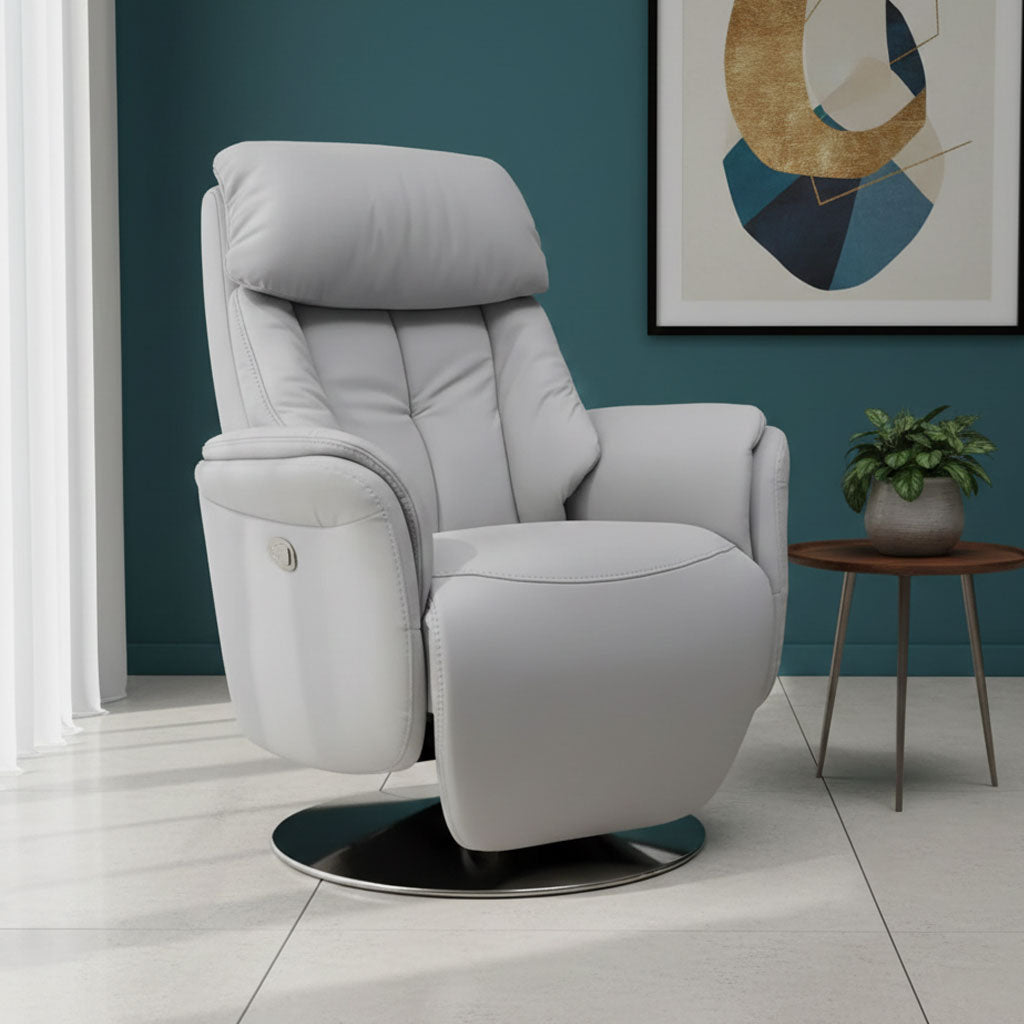 MAARK MOTORIZED RECLINER LEATHER SOFA SINGLE SEATER 06 BEIGE COLOUR HT