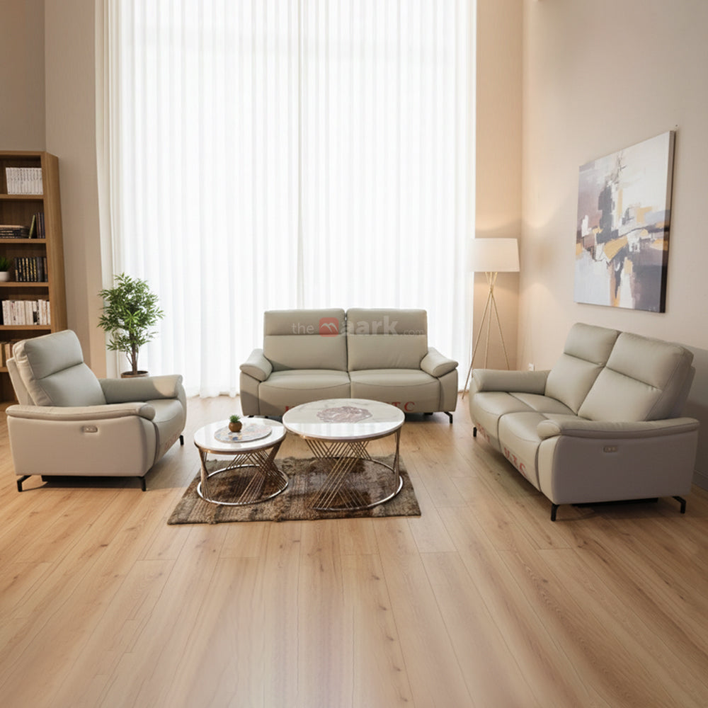 MAARK MOTORIZED RECLINER LEATHER SOFA SET (3R+2R+1R) 6022-BEIGE HT