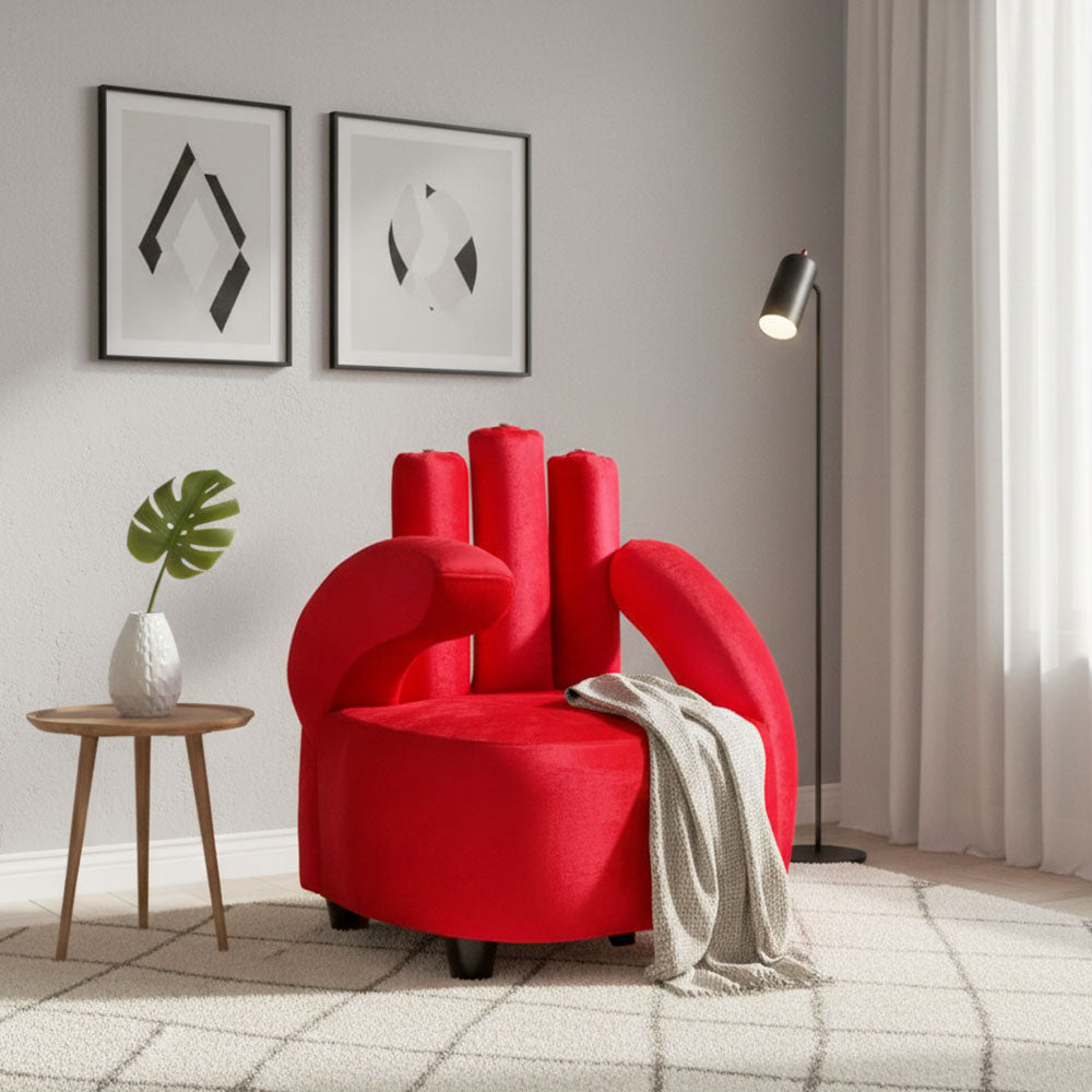 MAARK FABRIC SINGLE SEATER SOFA FINGER RED COLOUR