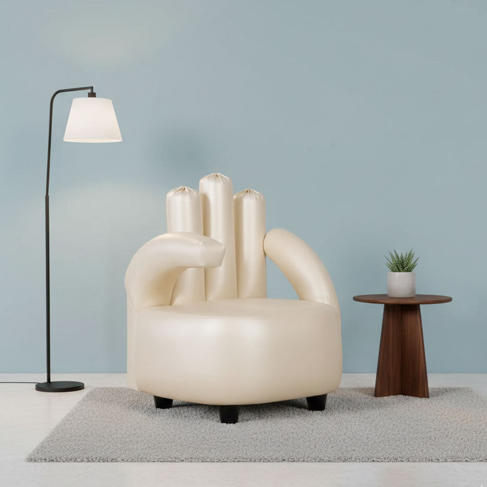 MAARK FABRIC SINGLE SEATER SOFA FINGER HALF WHITE COLOUR