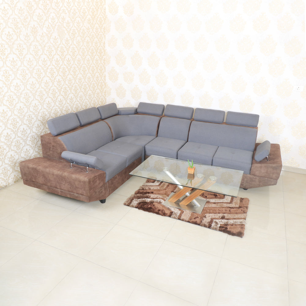 MAARK FABRIC CORNER SOFA 5 SEATER SWIZ GRAY COLOUR