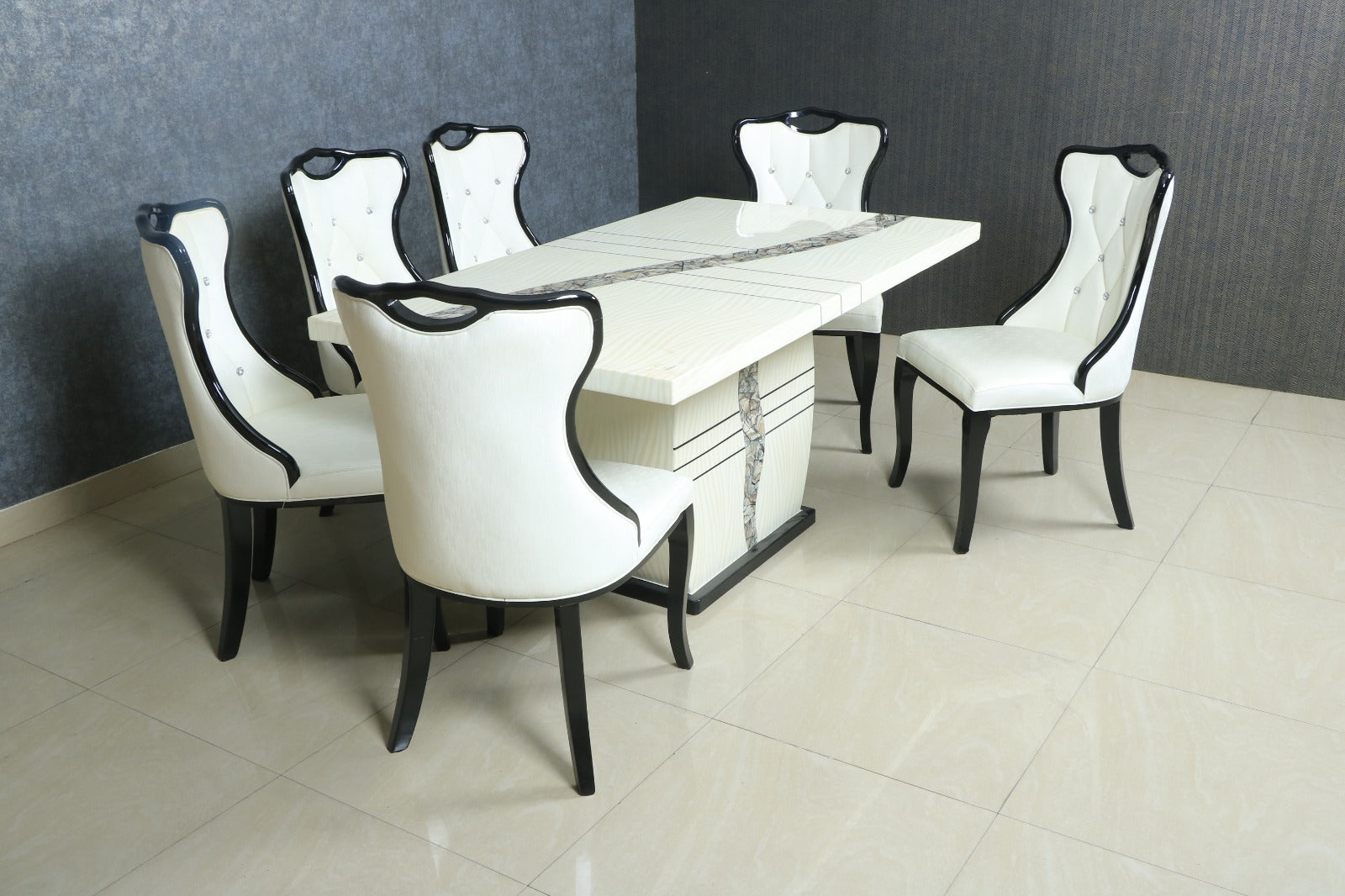 MAARK MARBLE TOP 6 SEATER DINING SET T77-91 HT