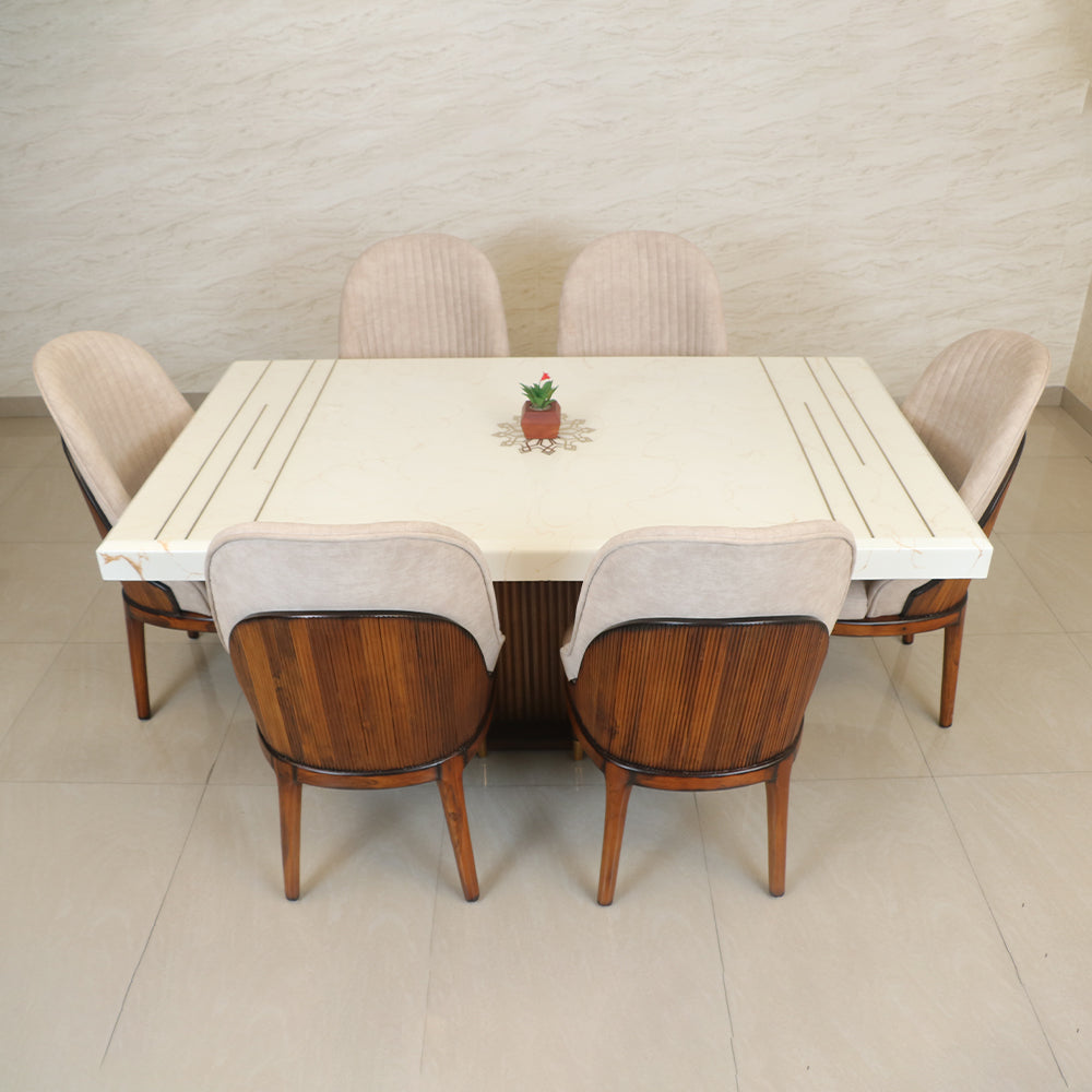 MAARK MARBLE TOP 6 SEATER DINING SET 6039 TD