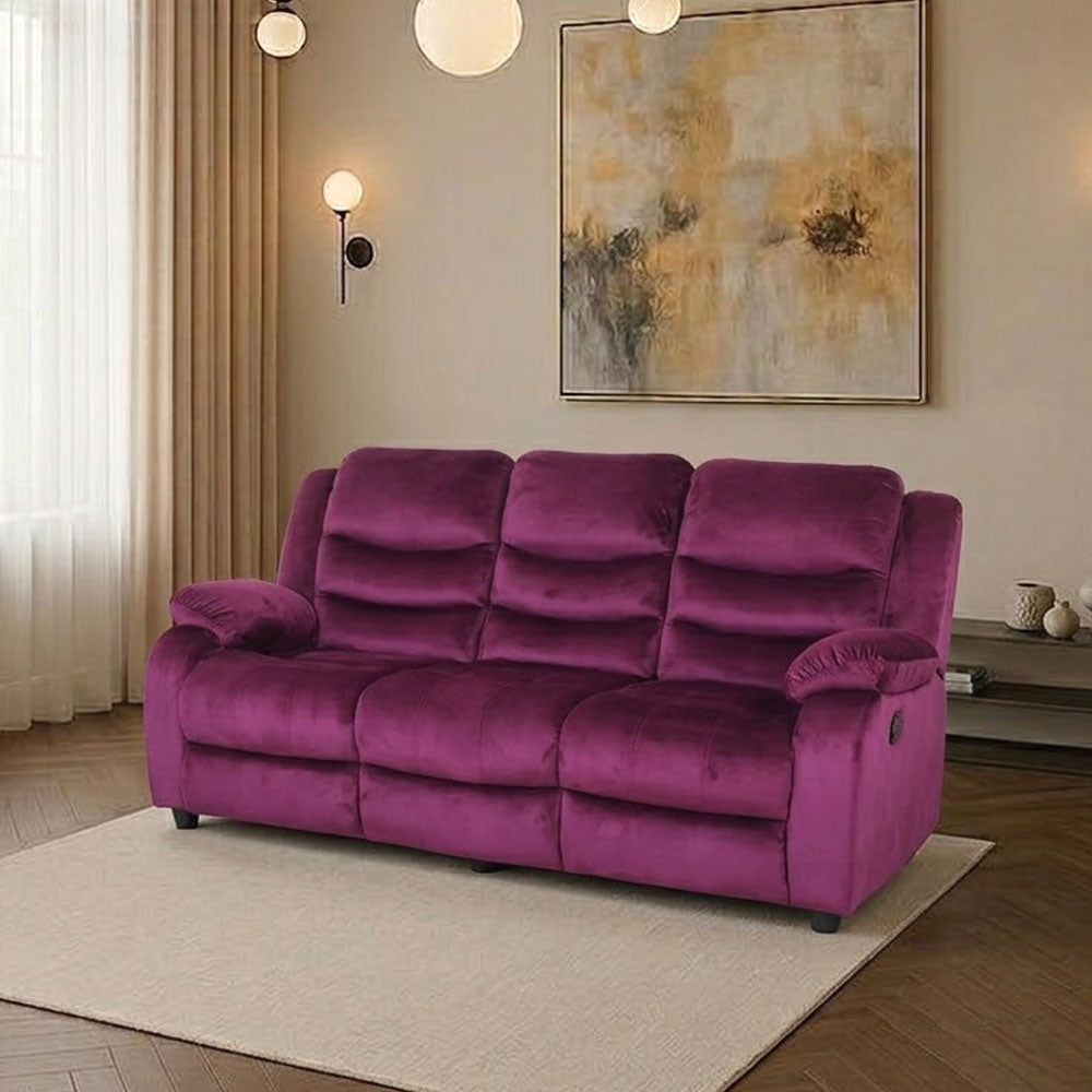 MAARK FABRIC THREE SEATER SOFA MAGILCHI RED COLOUR