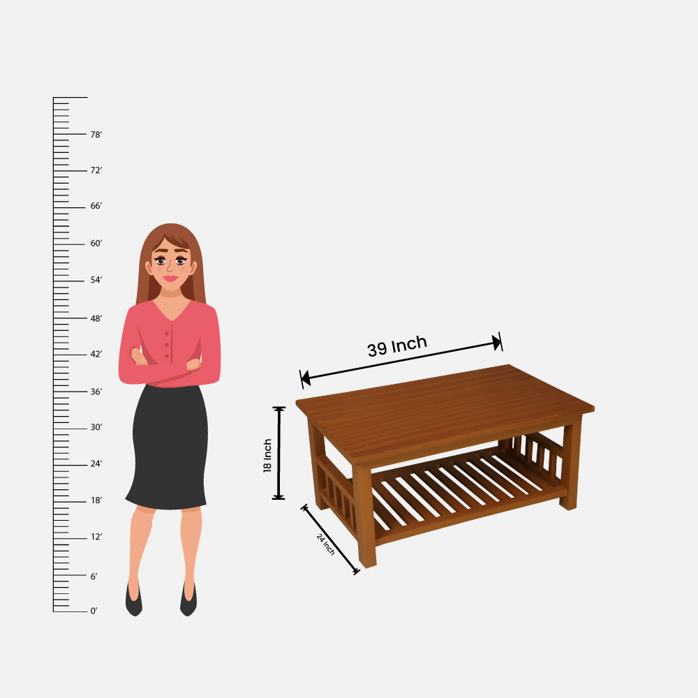 MAARK WOODEN FINISH M-REEPER COFFEE TABLE TEAK COLOUR