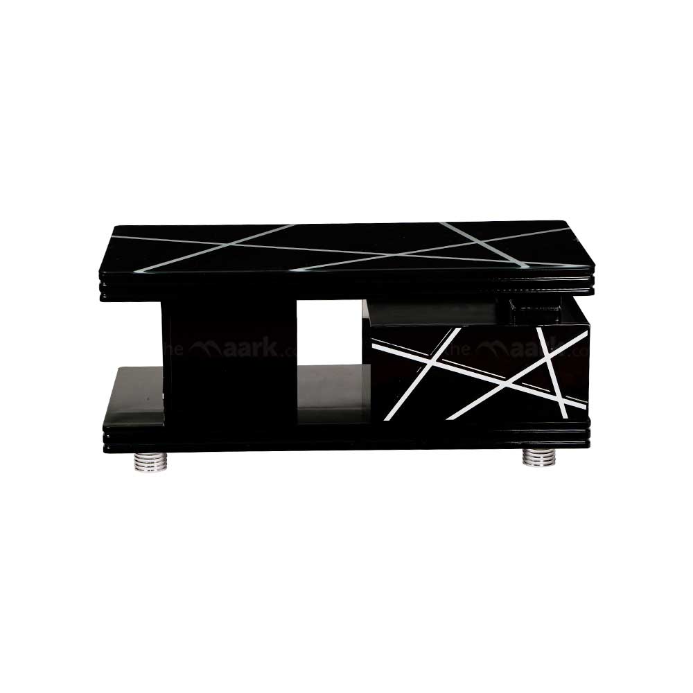 MAARK GLASS TOP COFFEE TABLE CTG-2321-BLACK COLOUR HT