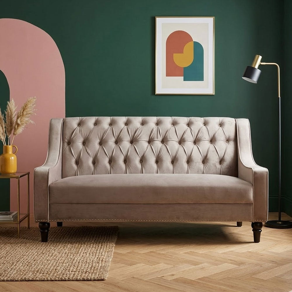 MAARK FABRIC THREE SEATER SOFA PANBU HALF WHITE COLOUR