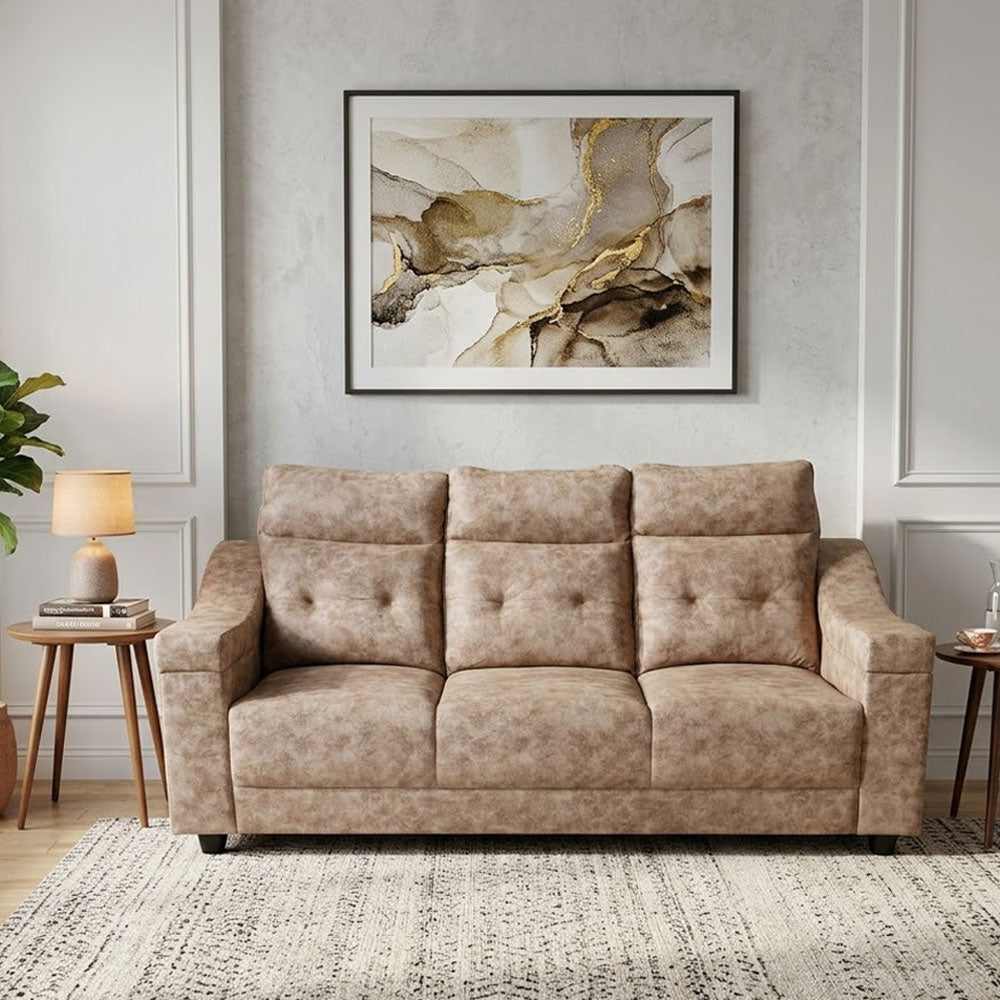 MAARK FABRIC THREE SEATER SOFA PLATINA HALF WHITE COLOUR