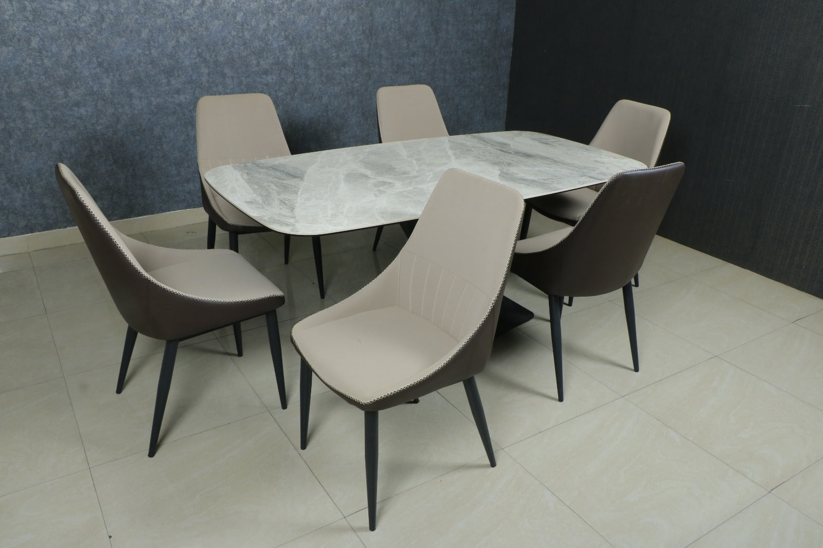 MAARK MARBLE TOP 6 SEATER DINING SET DT708-Y35 HT