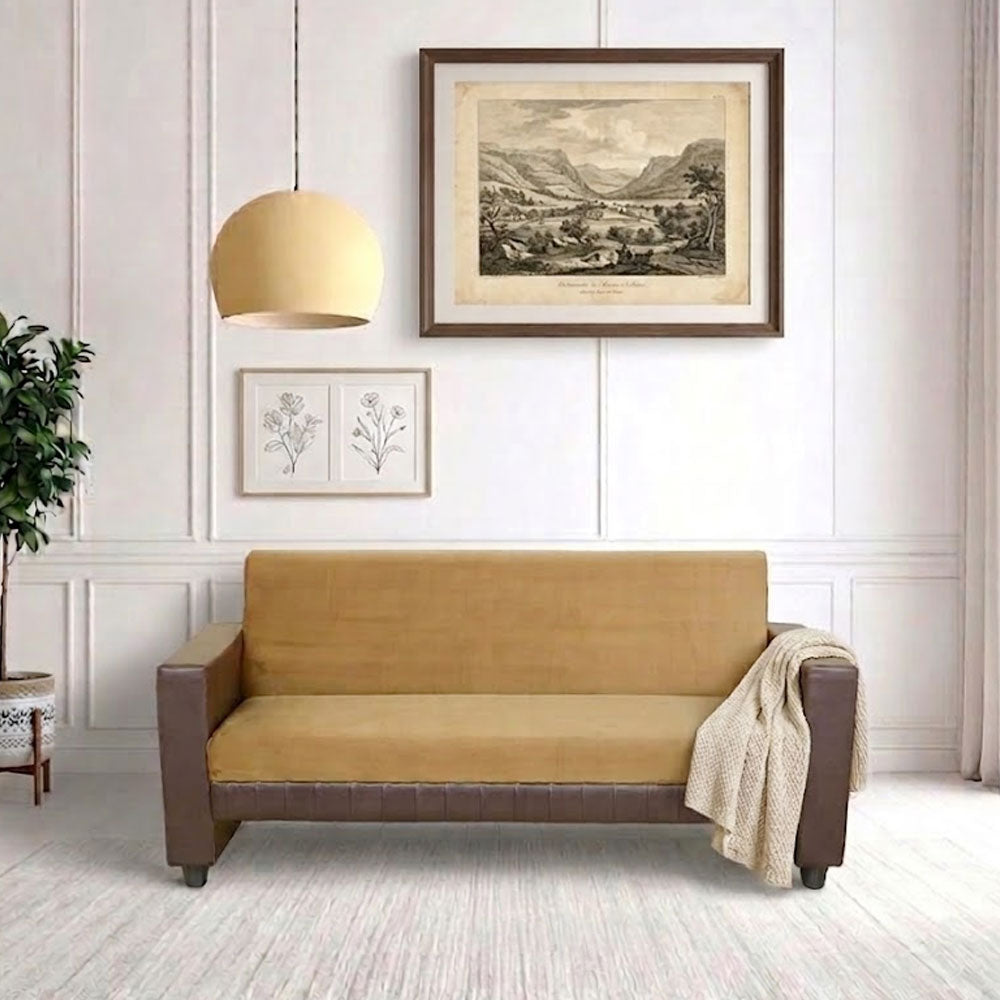 MAARK FABRIC THREE SEATER SOFA JEYAM BROWN COLOUR